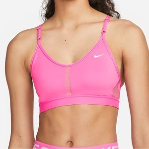 Nike- Pink Women's Light-Support Padded V-Neck Sports Bra